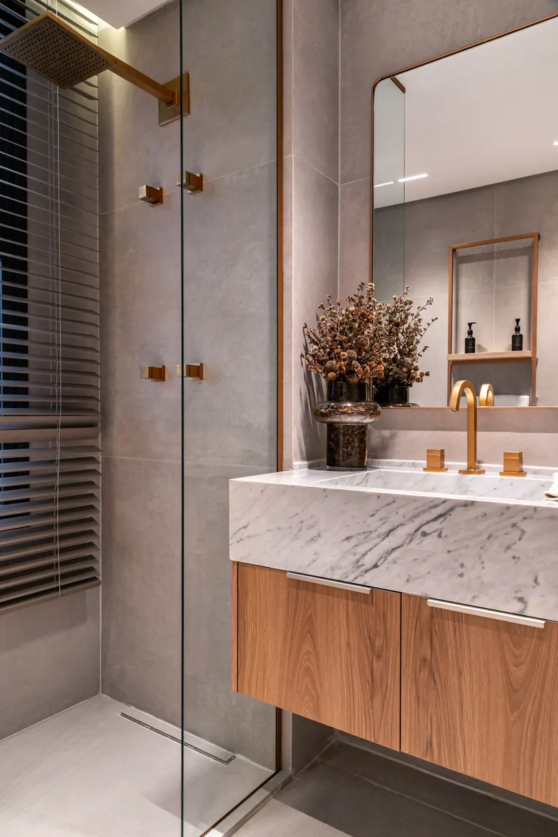 Banho da suíte — apartamento decorado